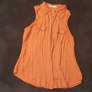 Sleeveless Button Up